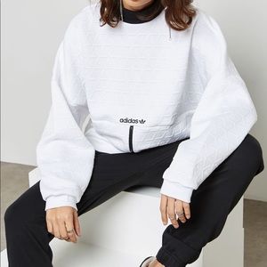 ADIDAS ORIGINALS White Logo Quilted Zip Sweater sz M